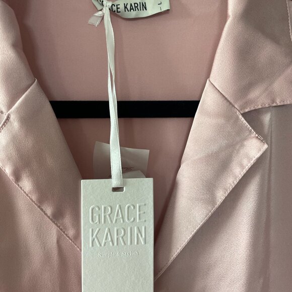 NWT Grace Karin Womens Light Pink Short Sleeve Simply & Stylish Blouse Top Sz L - Picture 2 of 7